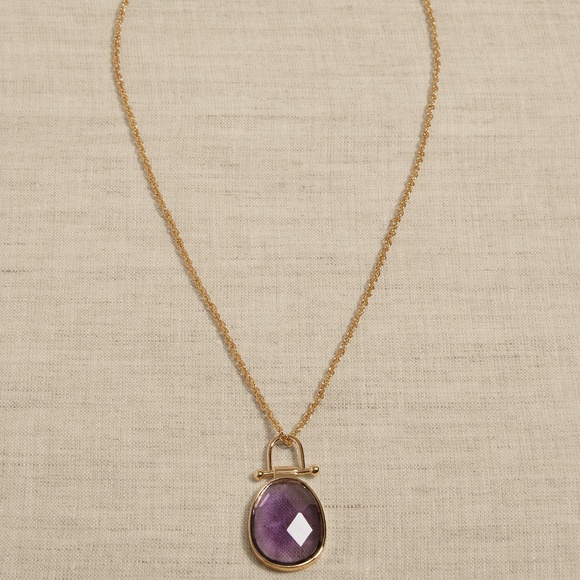 Banana Republic Jewelry - BANANA REPUBLIC Gold Glass Oval Pendant Necklace
